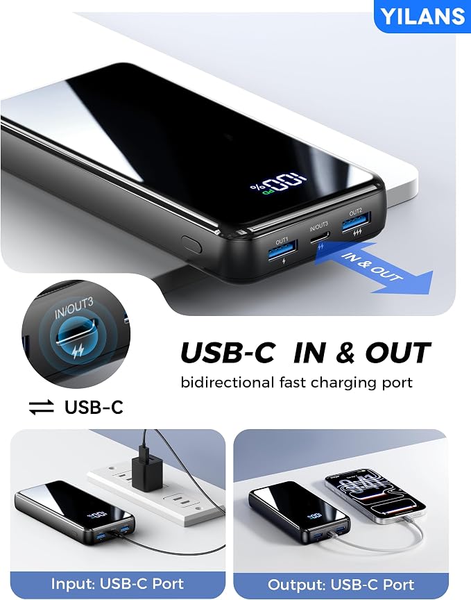 YILANS Portable Charger 50000mAh, 22.5W Power Bank with Built-in 4 Cables | Charges 6 Devices, Fast Charging Travel Essential, External Battery Phone Pack for iPhone 17-12, for Samsung/Android/iPad - Image 9