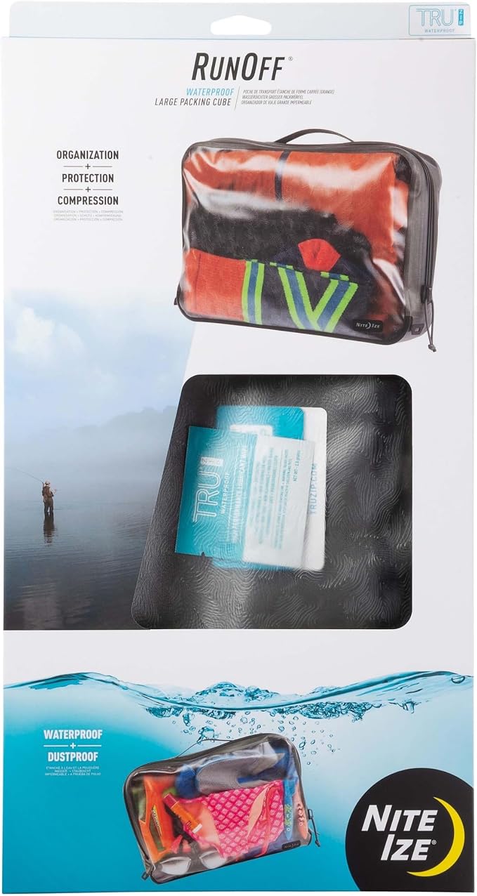 Nite Ize RunOff Waterproof Packing Cube - Waterproof Packing Cube for Travel - Dry Travel Bag with Compression - Charcoal, Large by NiteIze