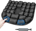 Inflatable Wheelchair Cushion with Built-in Pump, Adjustable Air Pad | Lycra + TPU cover, non-slip, breathable surface, black color, 17.7x15.7 inch size, for wheelchair, office chair and car by VentaEase
