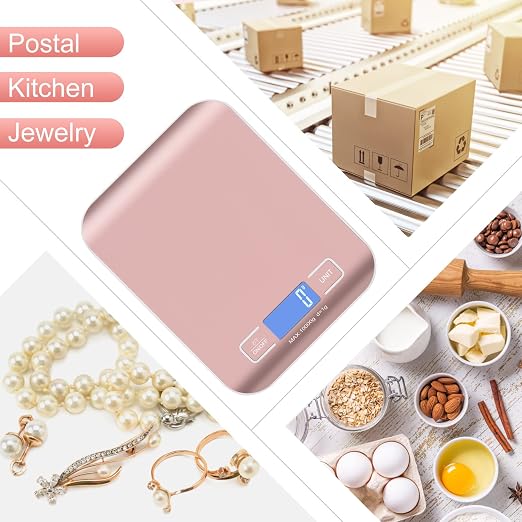 Digital Shipping Scale,Stainless Steel Panel, Accurate Portable Postal Scale for Packages, Small Business,Kitchen, Food, Handmade, Liquids, and Boutique (Rose Gold Rechargeable(10kg/1g)) - Image 5