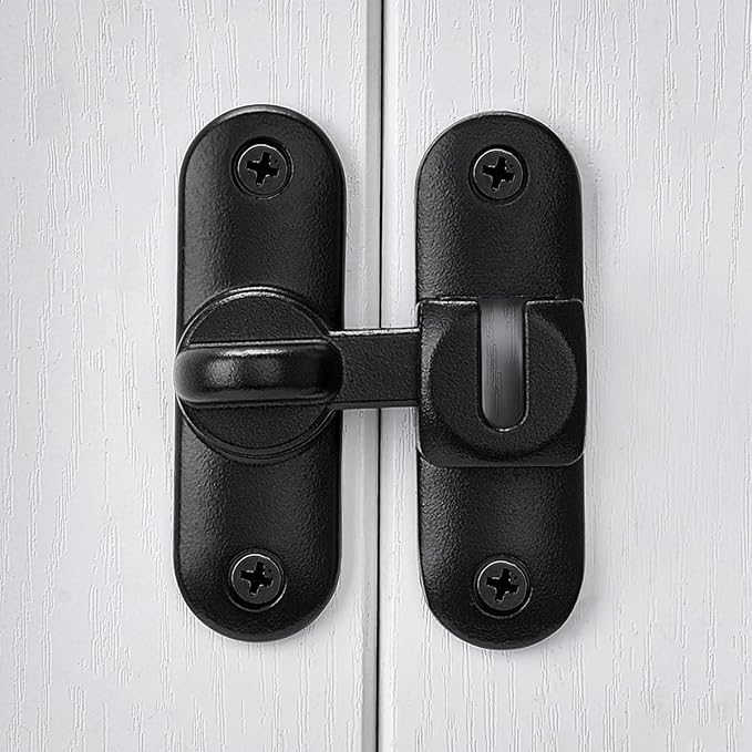 4 Packs Matte Black 90/180 Degree Barn Door Latches,Flip Gate Lock | Zinc Alloy Flip Gate Latches,Right Angle Door Lock,for bedroom,garage,sliding door,window,cabinet,drawer,pet enclosures - Image 4