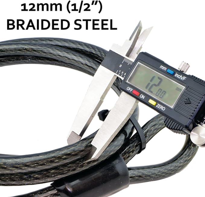 Lumintrail 12mm (1/2 inch) Heavy-Duty Security Cable, Vinyl Coated Braided Steel with Sealed Looped Ends (4', 7', 10', 15' or 30') (7-FT) - Image 2