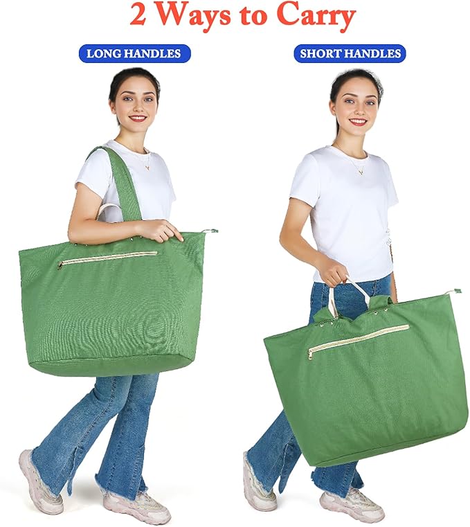Fammart Beach Bags Waterproof Sandproof for Women, Large Canvas Pool Bag with Leakproof Wet Pocket & Zipper Cruise Essentials - Image 6