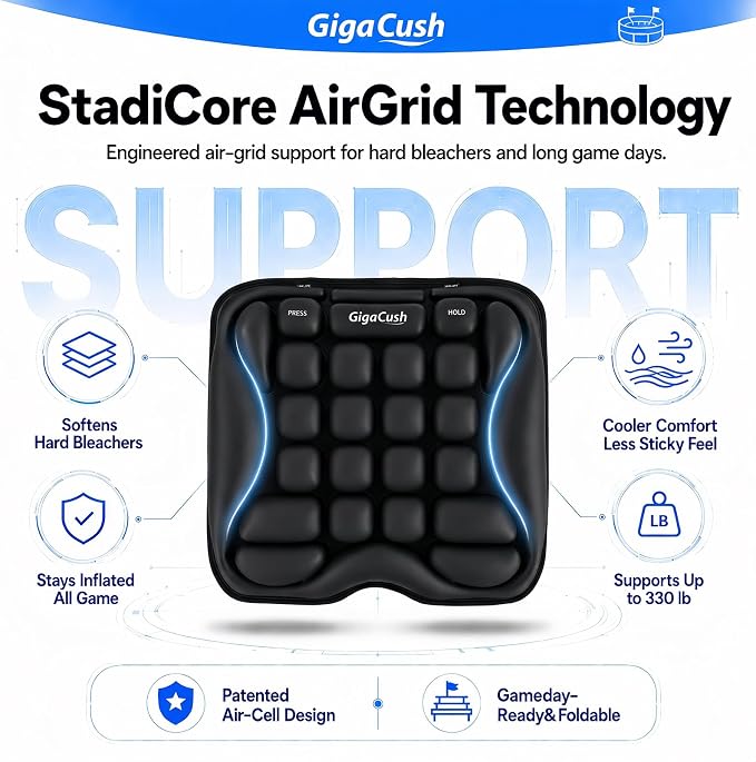 Airplane Seat Cushion for Long Flights, Inflatable Travel Seat Cushion with Built-in Pump, Adjustable Air Cell Support, Lightweight Portable Seat Pad for Stadiums and Concerts, Black - Image 5