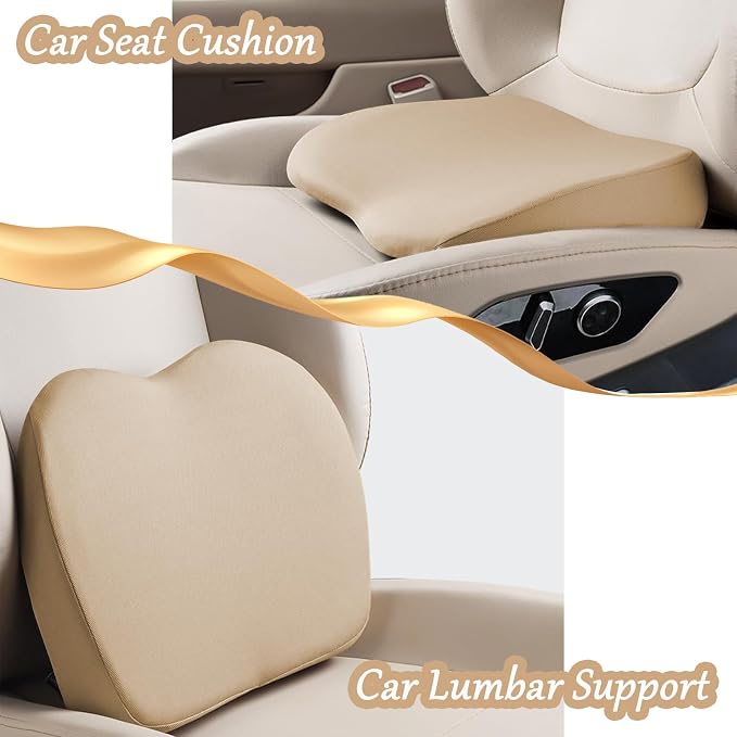 2 in 1 Wedge Car Cushions or Lumbar Support for Driving - 3.5 Inches Soft Memory Foam Driver Seat Cushion for Car Truck - Comfort Coccyx Cushion for Tailbone & Back Pain Relief, Gray - Image 7