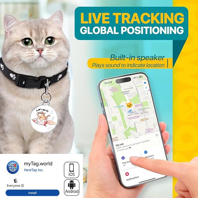 Cat Tracker Collar-Cat GPS Tracker-GPS Tracker for Cats-Cat Collar | Dual-System Tracker | Android and iOS Universal | No Monthly Fee | Waterproof | Works with Any Collar-1 - Image 2