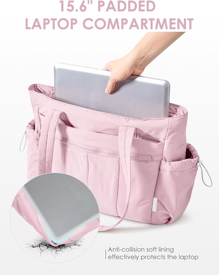 Tote Bag for Women, Lightweight Large Puffer Bag, Quilted Shoulder Purses Handbags for Travel Work - Image 6