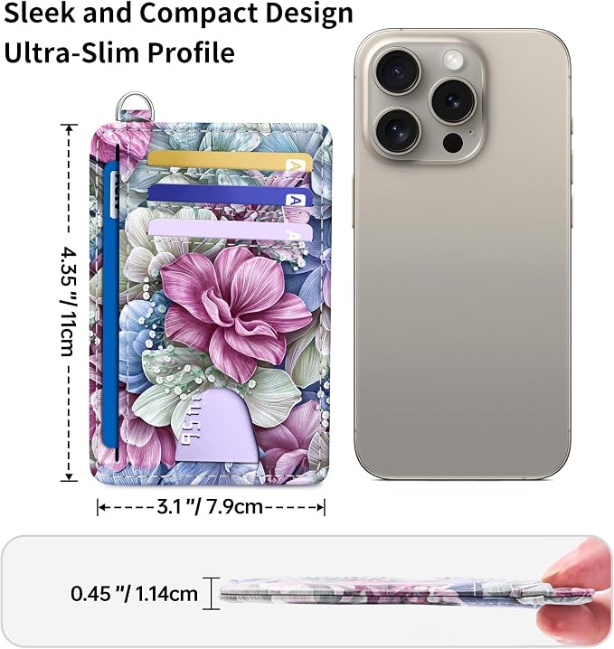 Mayski Slim Wallet, Credit Card Holder for Women, Minimalist Front Pocket RFID Blocking Card Cases, Small Wallet Women Men(Happy Flower) - Image 6