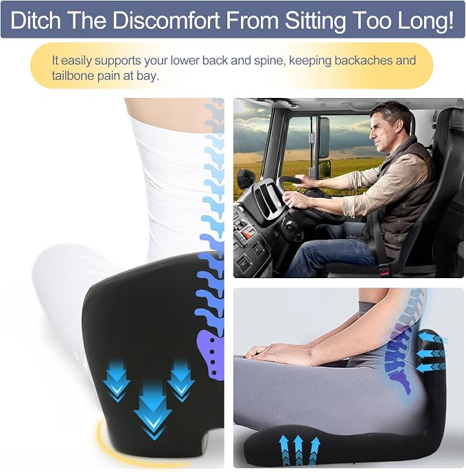 Seat Cushion with Lumbar Support Pillow, Back and Seat Cushion for Office | Ergonomic L-Shaped Car Seat Cushion for Cars, Wheelchairs, Truck Seat Cushion for Sciatica & Lower Back Pain Relief - Image 5