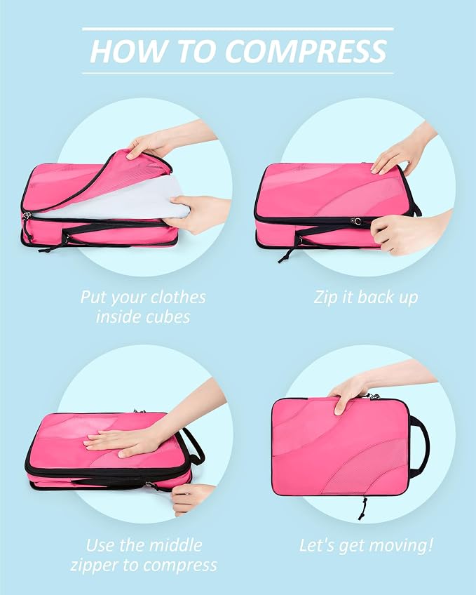 BAGSMART Compression Packing Cubes for Travel | Lightweight suitcase organizers bag set, space-saving double zipper expansion for carry-on luggage & travel organization - Image 4