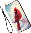 Women's RFID Blocking PU Leather Zip-Around Wallet, Large Capacity Clutch with Phone Holder, Travel Purse & Card Organizer with Removable Wristlet,Red Cardinal Bird by Unknown