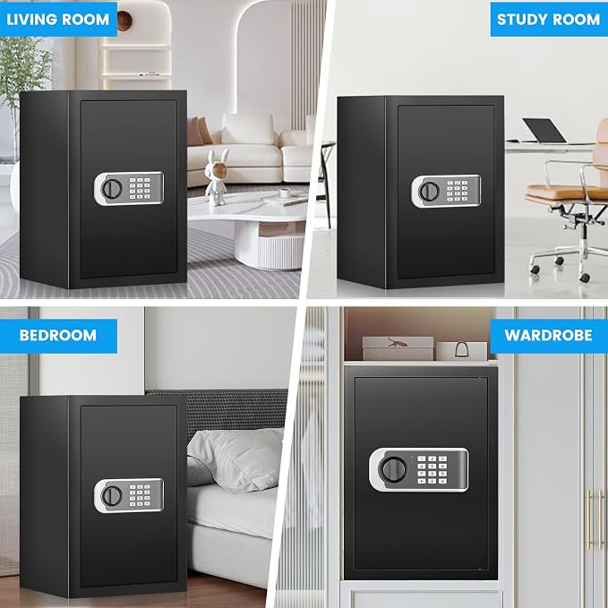 [16.54" Tall] Safe Box, 2.8 Cuft Home Safes With Fireproof Bag | Anti-Theft Security Safes for Home with Programmable Keypad Keys, Digital Safety Box for Money Documents Valuables Jewelry - Image 8
