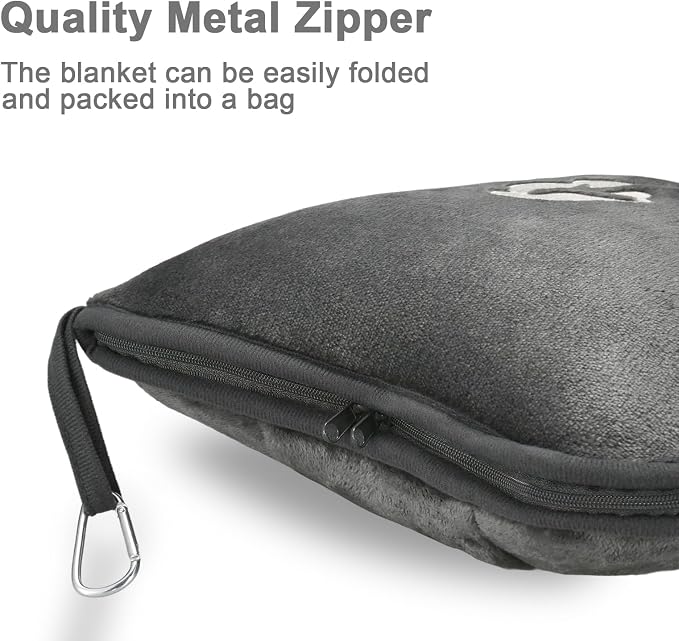 Travel Blanket and Pillow Compact, Premium Soft 2 in 1 Airplane Blanket with Soft Bag Pillowcase，Hand Luggage Sleeve and Backpack Clip (Solid Grey) - Image 4