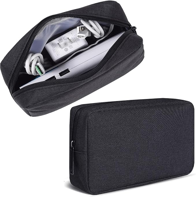 CAAORDKSO Electronics Organizer Travel Case, Cord Organizer Travel Cable Organizer Bag Waterproof Portable Accessories Case for Cable, Cord, Charger, Phone, Power Bank, Earphone (Small-Black) by Unknown