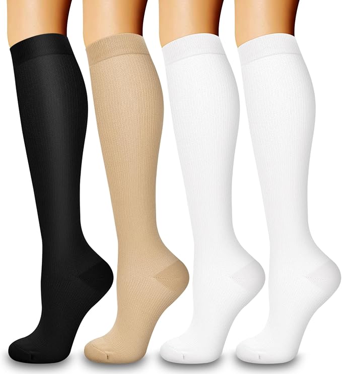4 Pairs Compression Socks for Women and Men-Circulation Best Support Socks for Running,Athletic,Cycling by Bluemaple