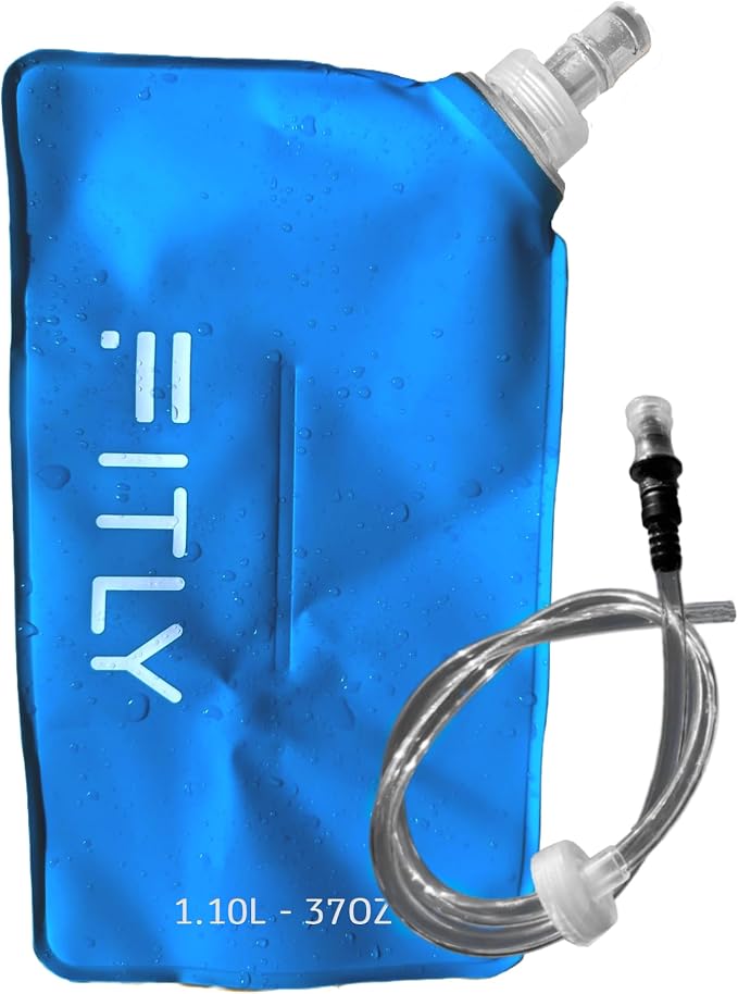 FITLY Soft Flask - Shrink As You Drink Soft Water Bottle for Hydration Pack - Folding Water Bottle Ideal for Running, Hiking, Cycling, Climbing & Rigorous Activity by FITLY