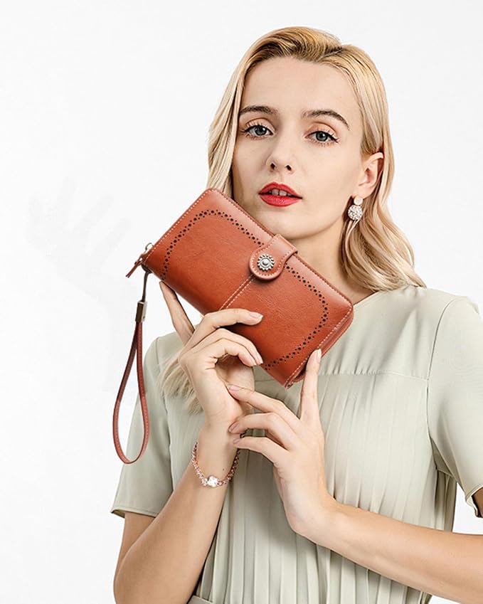 TFKGS Wallet for Women RFID Blocking Leather Large Capacity Card Holder Ladies Phone Clutch Travel Long Purse Wristlet | RFID Blocking - Image 6