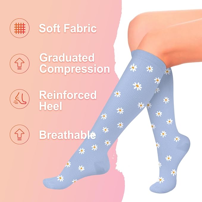 4 Pairs Compression Socks for Women Circulation-Best Support for Nurses,Running,Athletic,Travel - Image 5