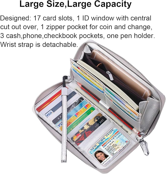Small Compact Women Wallet RFID Blocking Genuine Leather Bifold Purse with ID Windows - Image 3