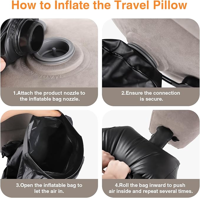 Maliton Inflatable Foot Rest Pillow for Travel,Kids Airplane Bed,Adjustable 3 Layers Height Leg Pillow of Air Travel Essentials,Car, Office, Home - Fast Inflation (Grey) - Image 2