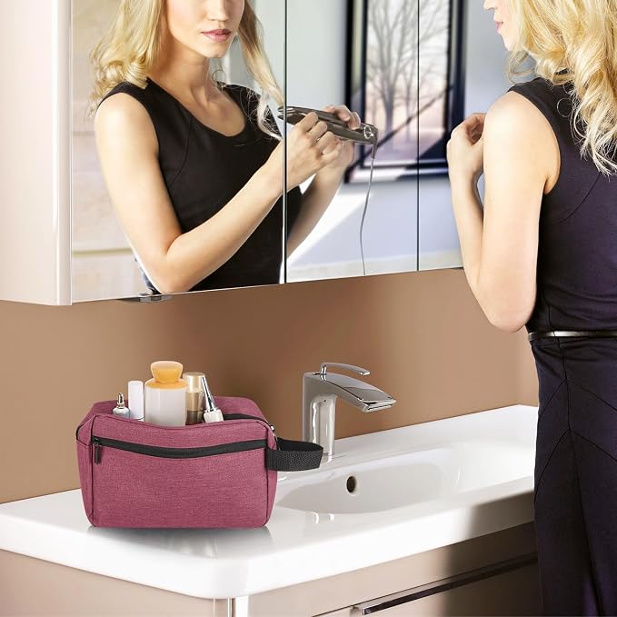 Icramsy Travel Toiletry bag Toiletry bag for women men Hanging Cosmetic bag Travel accessories for Women Men (Purplish red) - Image 7