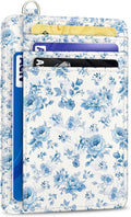 Yonlevres Credit Card Holder Slim Wallet Women Floral RFID Blocking Small | Front Pocket, Handy, RFID Blocking, Woman Girls Ladies Gifts, D-ring for Keychain,Thin Mini Card Case, ID Window, PU Leather by Yonlevres