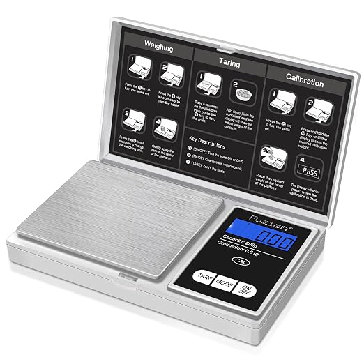 Fuzion Digital Pocket Gram Scale 0.01g x 200g - Jewelry Scale Portable | Easy of Use, Tare Function, 6 Modes Ounces Grains, Batteries Included, Mini Scale for Jewelry, Coins, Herb, Small Food by Fuzion%C2%AE