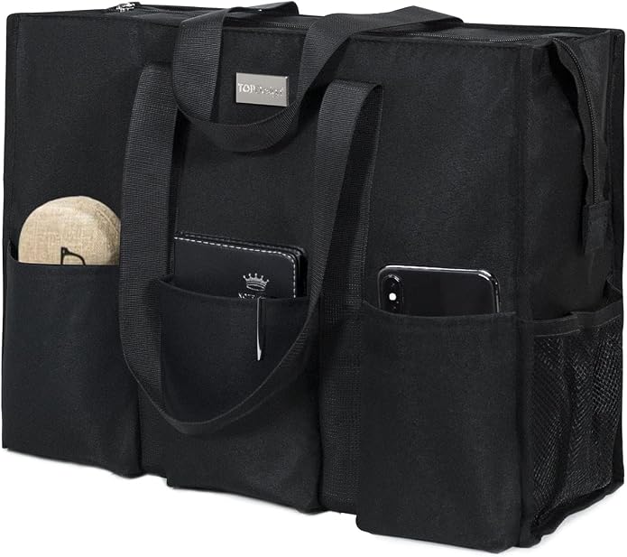 TOPDesign Utility Water Resistant Tote Bag with 13 Pockets, Top Zipper Closure & Thick Bottom Support, for Working Women by TOPDesign