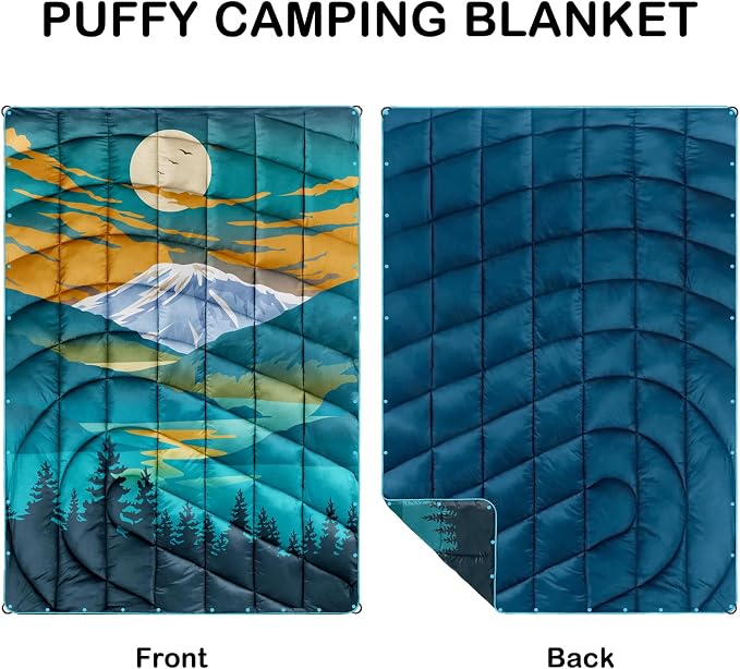 Puffy Camping Blanket,Large Camp Blanket Outdoor Camping Quilt Waterproof | Lightweight Printed Warm Packable Down Alternative Blanket for Camping,Traveling, Stadium, Hiking, Picnics - Image 5
