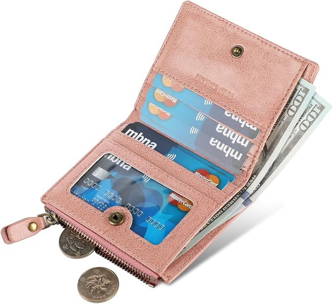 Ultra Thin Small Compact Leather Womens Girls Wallets RFID Blocking Credit Card Holder for Women - Image 2