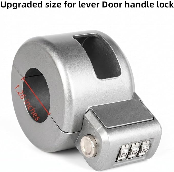 Keyed Door Handle Lockout Device Cover with Code to Disable Access to Keyhole Combination Lock for Bedroom from Outside Only Fits Handle Lock with Long Connecting Shaft (1, Silver) - Image 3