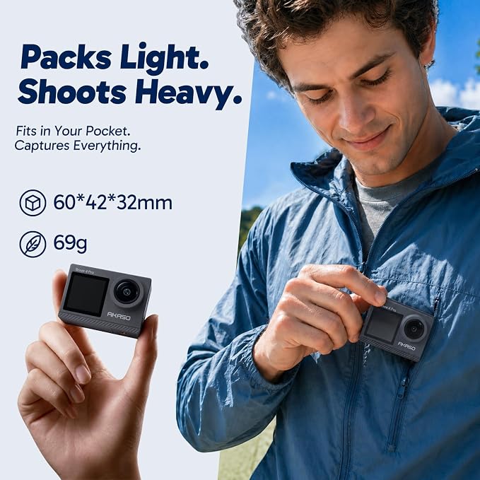 AKASO Brave 4 Pro Action Camera 4K with 128GB MicroSD U3 Card Bundle | 131FT Underwater Waterproof Camera 20MP EIS Touch Screen WiFi 5X Zoom with 2x1350mAh Batteries and Helmet Accessories Kit - Image 6
