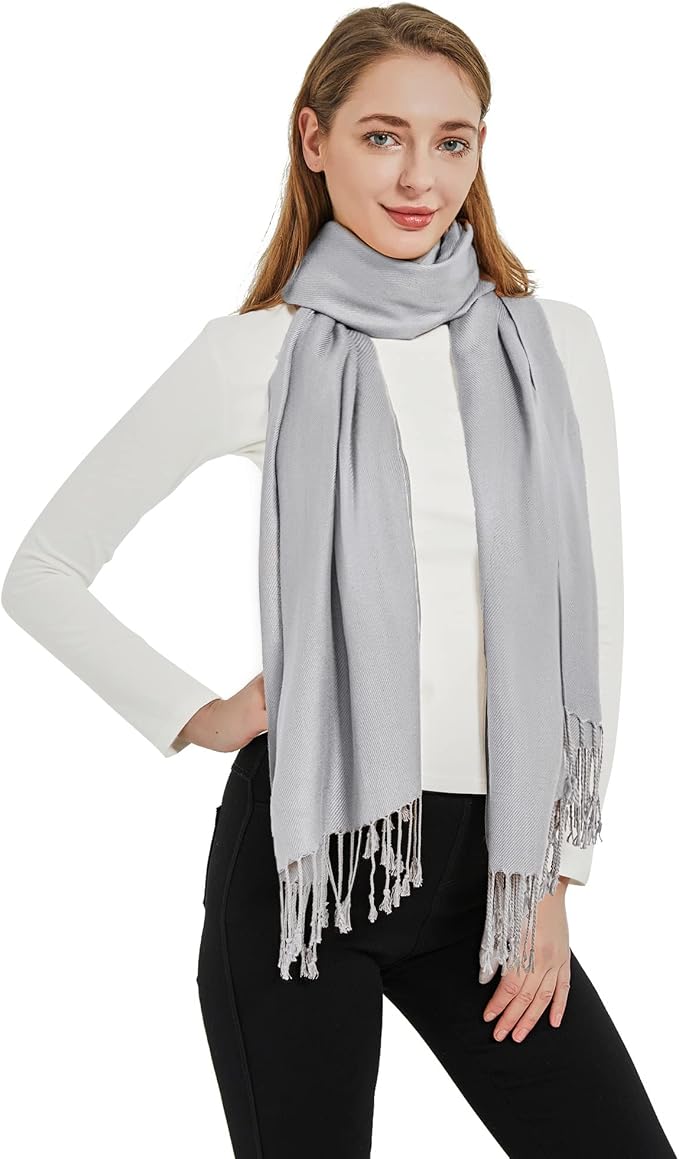 Soft Silky Pashmina Shawl Wraps Solid Colors Scarf for Wedding Evening Dresses - Image 5