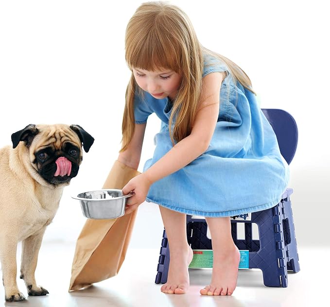 Folding Step Stool with Back Support for Kids,9" Kids Step Stool for Outdoor or Indoor Kitchen Step Stools and Bathroom Stool for Toddlers Boys Girls - Royal Blue - Image 6