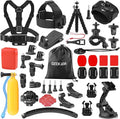 38-in-1 Action Camera Accessory Kit for GoPro, AKASO, DJI, Insta360 | Helmet/Chest/Head/Wrist/Handlebar/Suction Cup Mount + Floating Grip for Sports & Underwater Recording by GEEKAM