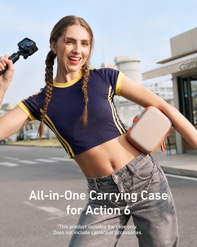 TELESIN DisAdv Carrying Case for DJI Osmo Action 6 and Official Accessories | Xtra Edge Muse Case, Waterproof Hard Carrying Bag for Camera Batteries Filter Mount, Hard Shell Action Camera Bag, Grey - Image 3