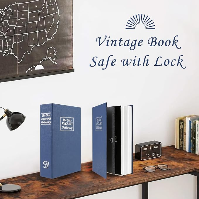 Tahoe trails Book Safe with Key Lock, Portable Metal Safe Box, Dictionary Diversion Book Safe,Secret Book Hidden Safe,9.5" x 6.1" x 2 .2" - Image 6