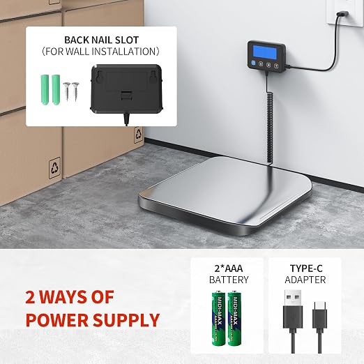KKZ Shipping Scale, 440 LB Heavy Duty Postal Scale for Packages | Large Mailing Scale, for Postage, Industrial, Small Business, Laundry, Warehouse, Stainless Steel - Image 3