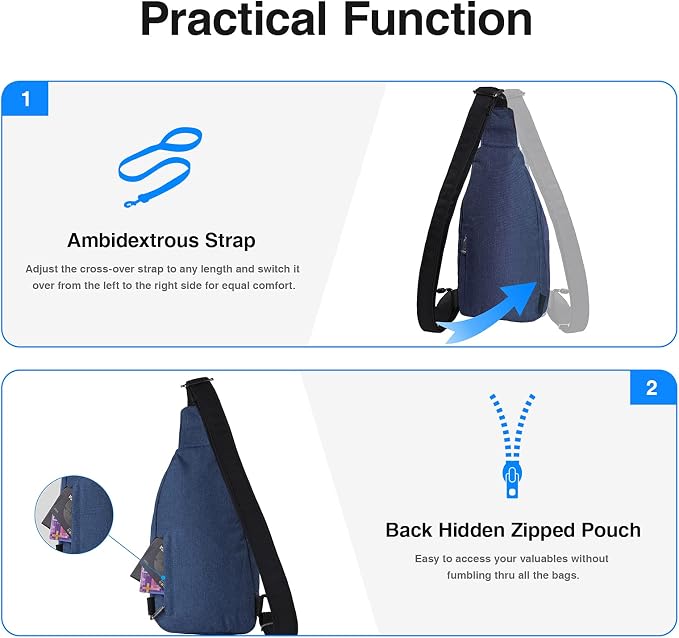 WATERFLY Mini Crossbody Sling Backpack Anti Theft Backpack for Traveling Chest Shoulder Bag - Image 4