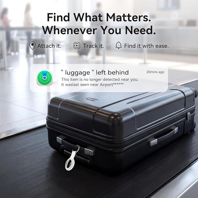 Air Tracker Tag-2 Pack, Smart Item Tags [Apple MFi Certified] | With Find My app (iOS Only), Key Finder Locator Luggage Tag for Keys, Bags, Wallets, Backpack, Suitcases, Replaceable Battery - Image 4