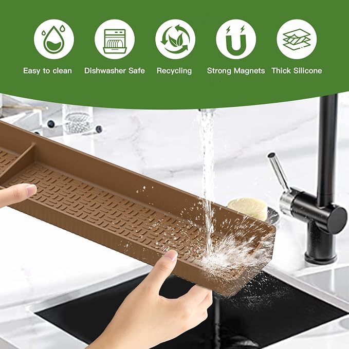 Stove Top Shelf 30 Inch - Silicone Material Magnetic Shelf for Stove-Bronze | 3 Functional Partitions,Heat Resistant Kitchen Spice Rack Organizer - Image 6