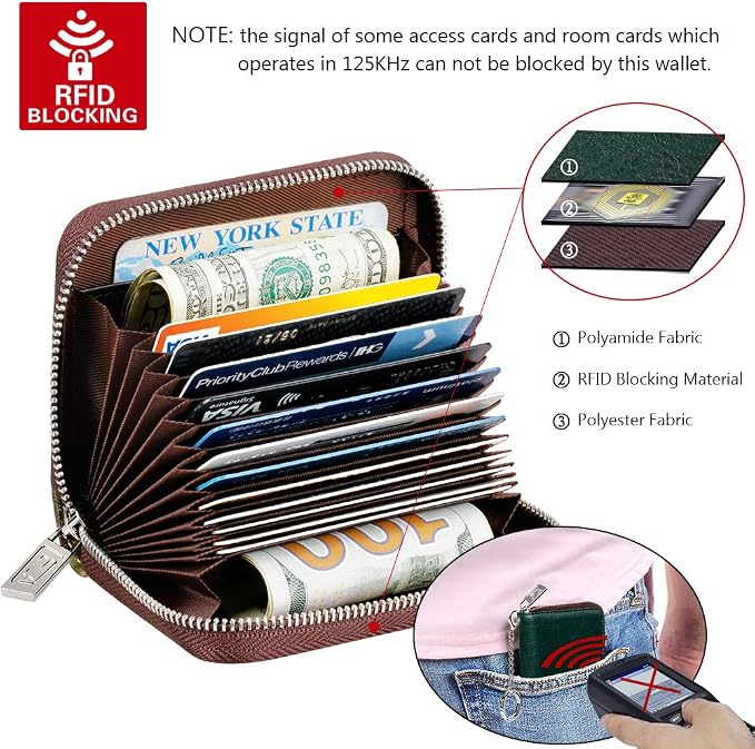 FurArt Zipper Wallet Women RFID Credit Card Holder keychain Wallet | ID Window RFID Blocking Compact Small business 15/16 slots - Image 5