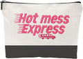 ZUYUROU Funny Makeup Bag for Women - Hot Mess Express Sassy Pink Quote Pouch - Y2K Preppy Style Canvas Cosmetic Organizer - Hilarious Gift for Best Friend, Busy Mom & College Student by ZUYUROU