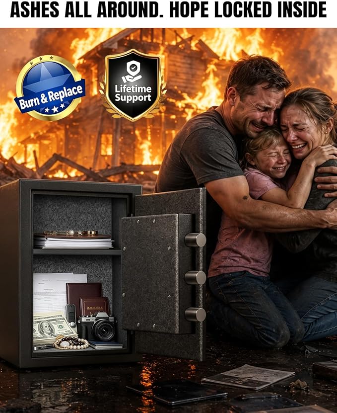  2026 Fireproof Safes for Home| 1700°F 35-Min Protection | 2.8 Cuft Fire Proof Safes with Digital Keypad, Smart Alarm, Bolt-Down Design| Safety Box For Documents Jewelry Electronics - Image 9