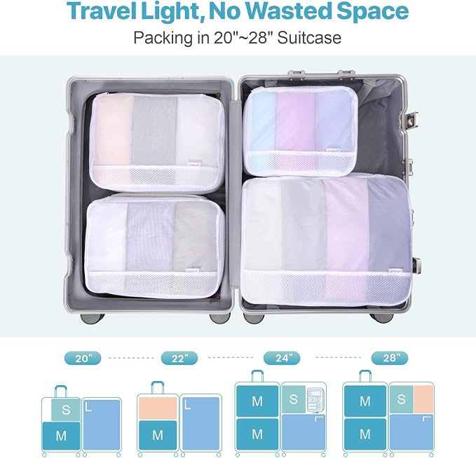 Cambond Mesh Packing Cubes for Travel Women - Lightweight Travel Bags Luggage Packing Organizer Travel Cubes for Suitcase with Handle - Image 7