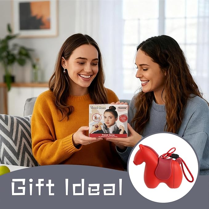 Inflatable Travel Neck Pillow Built-in Pump & Cute Storage Bag | Adjustable Cervical Support Travel Pillow For Airplane, Train, Office, And Long Trips. Hygienic Fabric (Red) - Image 7