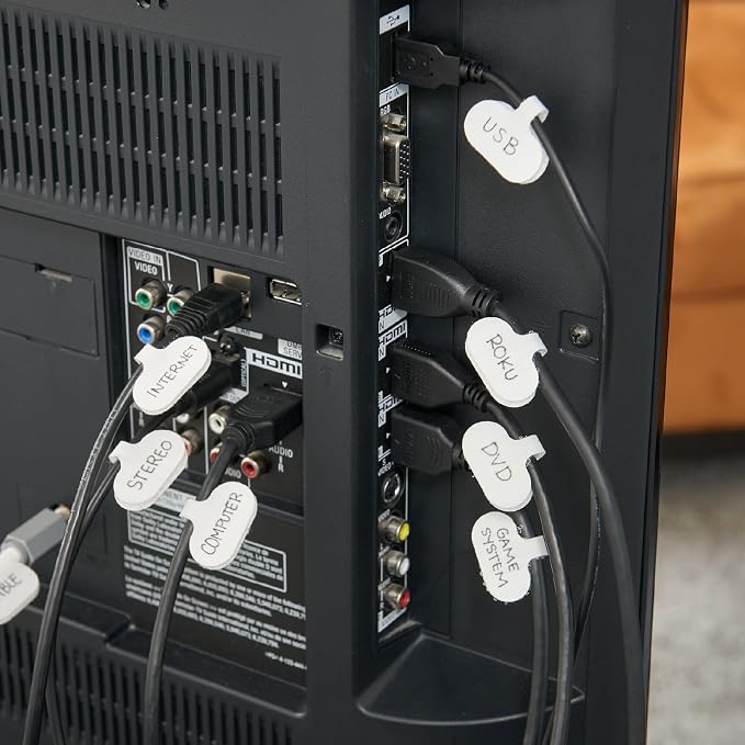 Cable Labels by Wrap-It Storage, Regular, White (36 Pack) - Write On Cord Labels, Wire Labels, Cable Tags and Wire Tags for Cable Management and Electronics, Computers. Great Stocking Stuffer - Image 8