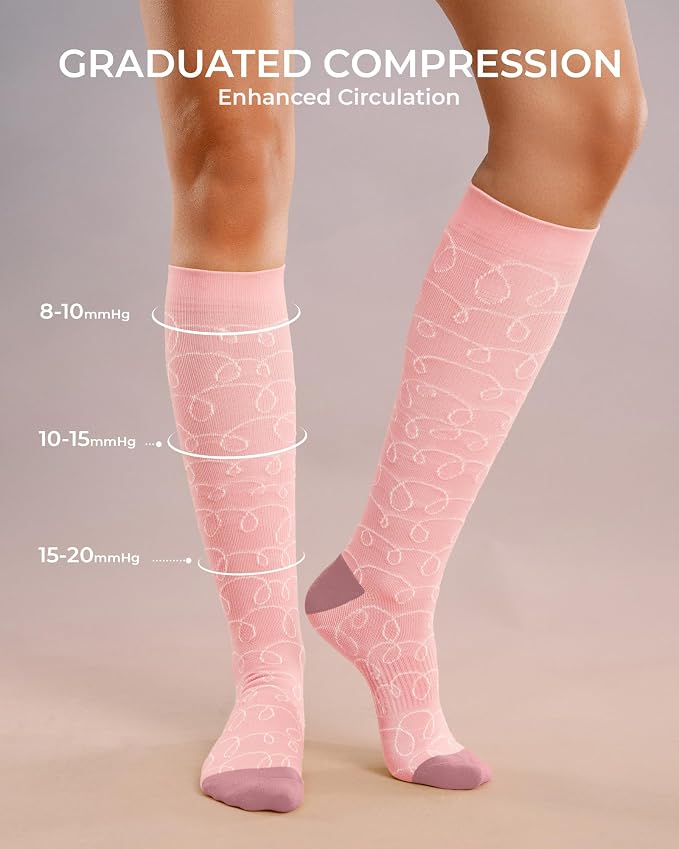 FITRELL 4 Pairs Compression Socks for Women & Men, 15-20mmHg Circulation Support for Athletic Travel Daily Wear - Image 2