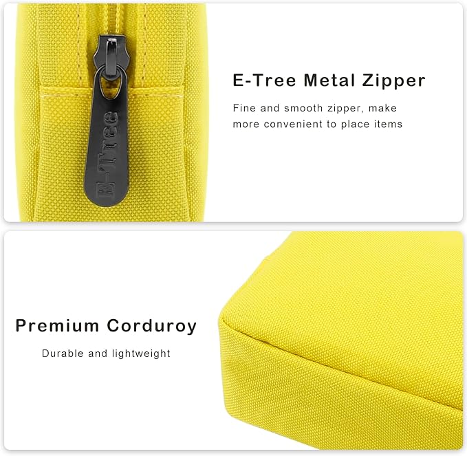 E-Tree Cute Small Makeup Bag,Cosmetic Toiletry Skin Care Make up Little Items Pouch for Purse,Zipper Mini Tech Charger Cable Electronic Organizer Case,Travel Accessories for Women Men Teen,Yellow - Image 2