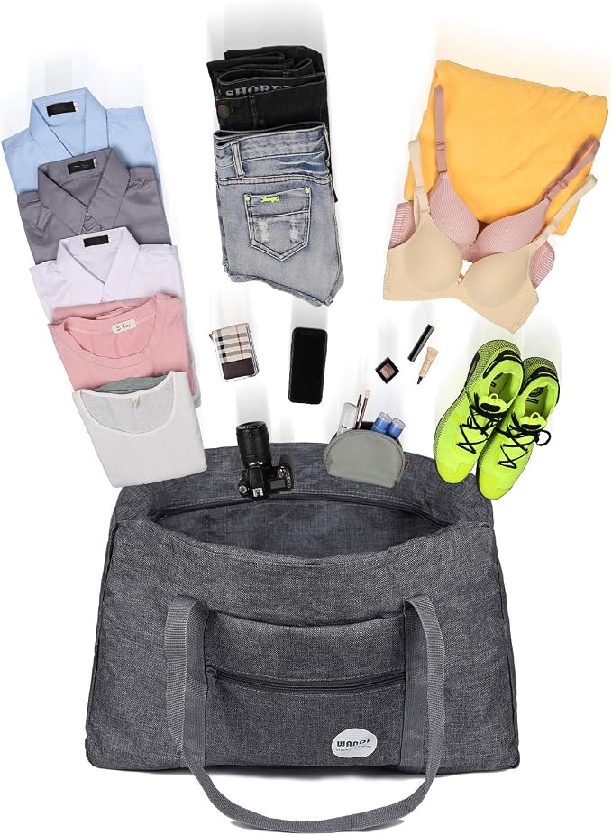 WANDF Personal Item Travel Bag, Carry On Duffle Bag Women | 18x14x8 inches, Airline Underseat Aprroved, Weekend Overnight Trips, Lightweight Packable - Image 6